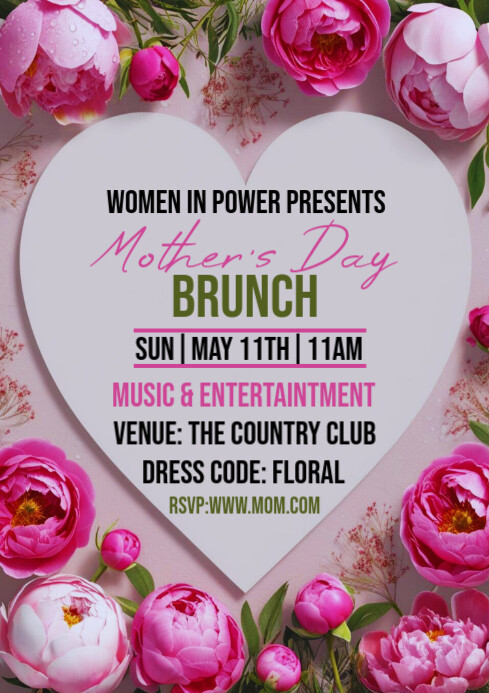 Pink Mother's Day Brunch Flyer Template | PosterMyWall