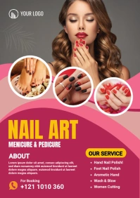 Pink  Nail Salon Advertisement A4 template