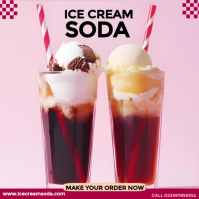 粉色 Ice Cream Soda Promotion Publicação no Instagram Template