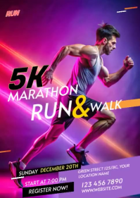 Pink 5K Run Event A6 Template