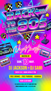 Pink Neon 80s Night Party Instagram Story template
