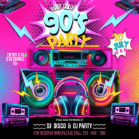 Pink Neon 90s Party Instagram Post Video template