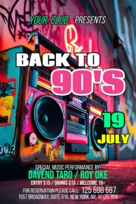 Pink Neon Back To 90s Banner 4' × 6' template