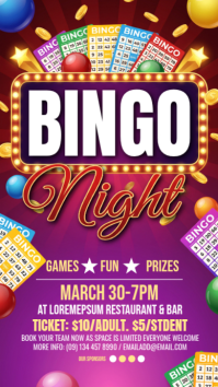 Cor-de-rosa Bingo Night Event เรื่องราวบน Instagram Template