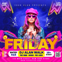 Pink Neon Club Party Instagram Post Video template