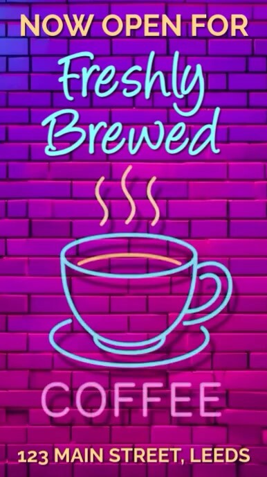 Pink Neon Coffee Shop Instagram Reel template