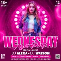 Pink DJ Night Party Квадрат Template