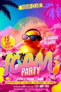 Pink Neon Foam Party Banner 4' × 6' template