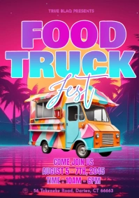Pink Neon Food Truck A3 template