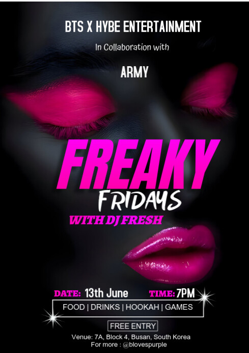 Copy of Pink Neon Freaky Friday Night Party A4 | PosterMyWall