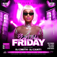 Pink Neon Friday Good Vibes Party Instagram Post Video template