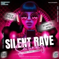 pink neon glow silent rave party event template design Quadrato (1:1)