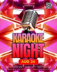 Pink Neon Karaoke Night Instagram Portrait template