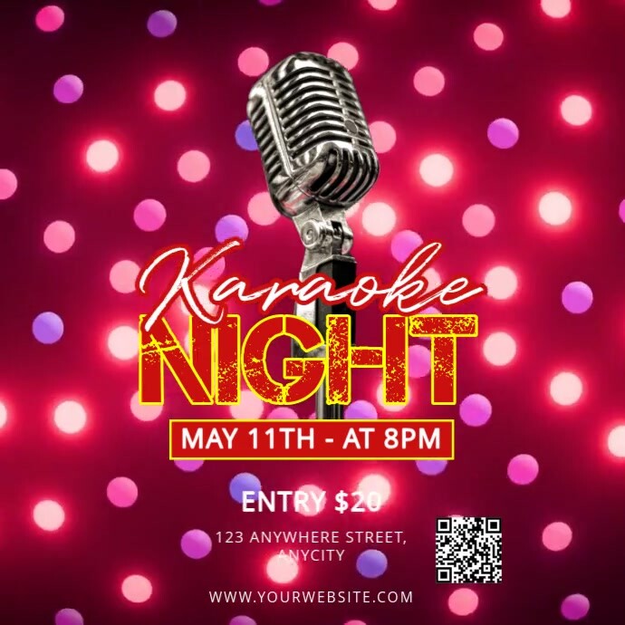 Pink Neon Karaoke Night Pos Instagram template