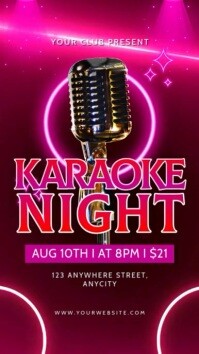 Pink Neon Karaoke Night Reel Instagram template