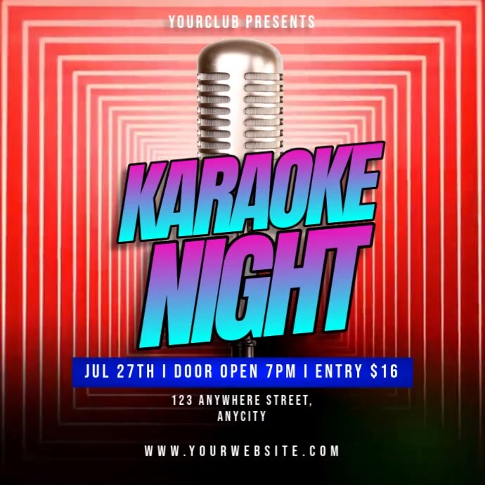 Pink Neon Karaoke Party Pos Instagram template