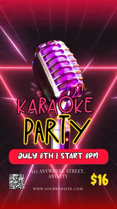 Pink Neon Karaoke Party Reel Instagram template