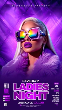 Pink Neon  Ladies Night Club Party  Instagram Story template