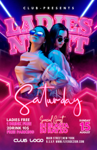 Pink Neon Ladies Night Event Tabloid template