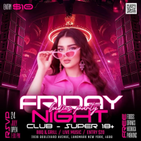 Pink Neon Ladies Night Party Instagram Post Video template