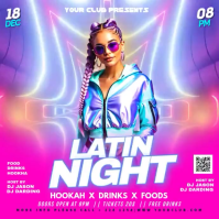 Pink Neon Latin Night Event Instagram Post Video template