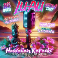Pink Neon Luau Party Instagram Post Video template