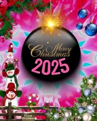 Pink Neon Merry Instagram Portrait template