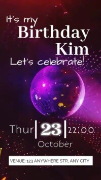 Pink Neon Modern Birthday Promo Template  Digital Display (9:16)