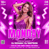Pink Neon Night Party Square Kwadrat (1:1) template