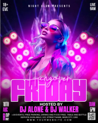 Pink Neon Nightclub Event Instagram Portrait Video template