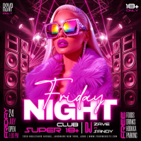 Pink Neon Nightclub Event Instagram Post Video Iphosti le-Instagram template