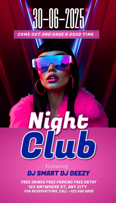 Pink Neon Pink Background Gradient Night Club  Business Card template