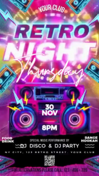 Pink Neon Retro Night Club Event Digital Display Video template