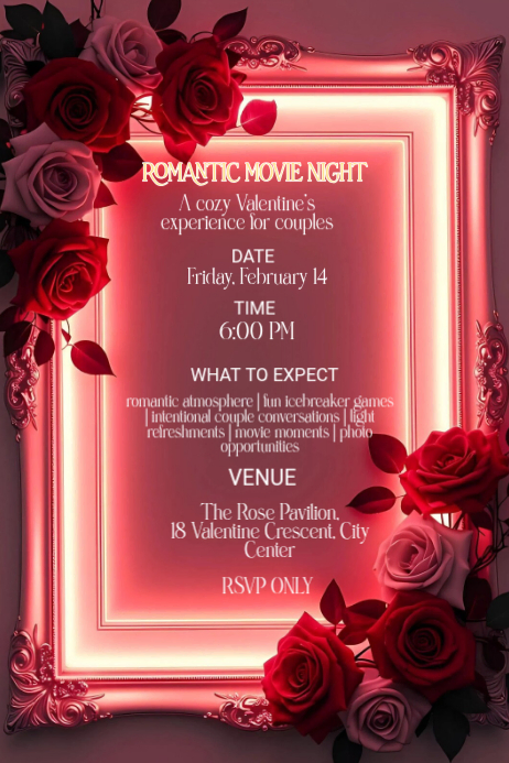 Pink Neon Romantic Night Poster Template | PosterMyWall