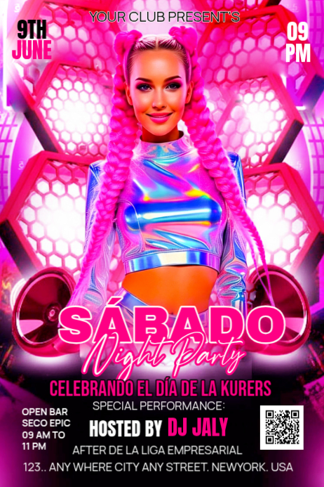 Plantilla de Pink neon rumba crossover event poster | PosterMyWall