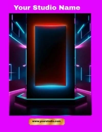 Pink Neon Studio Background  Flyer (us Letter template