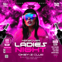 Pink Neon Sunday Hangover Ladies Night Party Instagram Post template