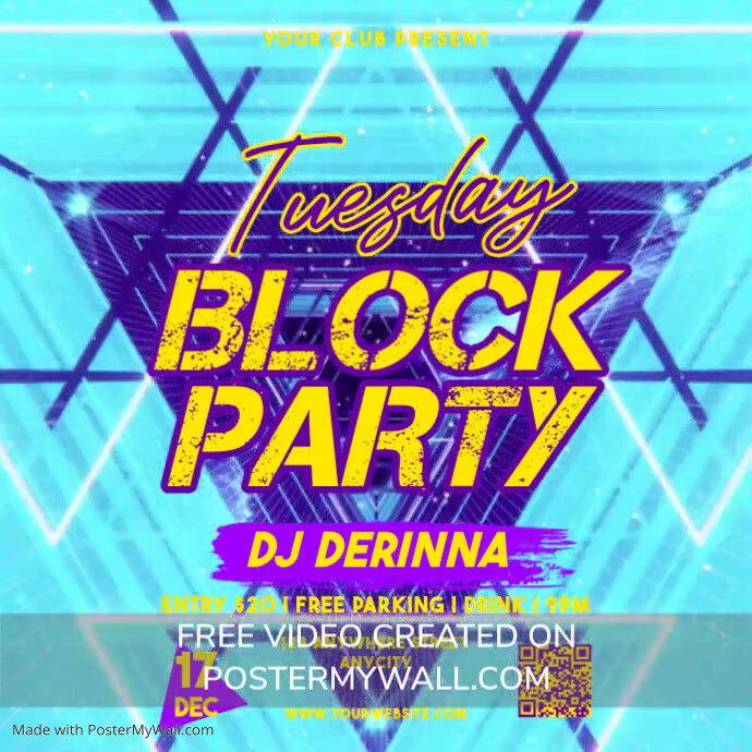 Plantilla de Pink Neon Tuesday Block Party Pos Instagram | PosterMyWall