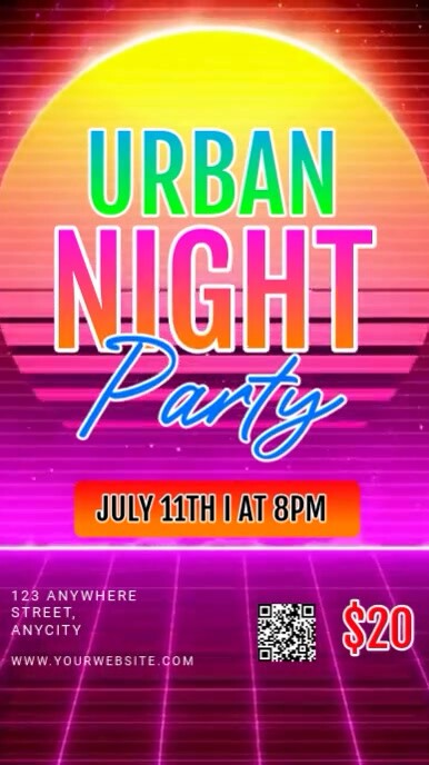 Pink Neon Urban Night Party Reel Instagram template