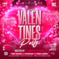 Pink Neon Valentine's Day Party Square (1:1) template