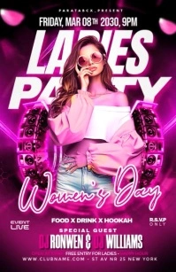 Pink Neon Women's Day Ladies Night Party Tabloid template