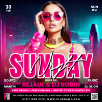 Pink Nightclub Event Square template