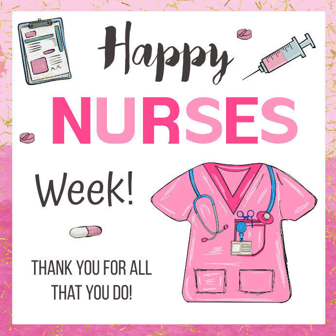 pink Nurses Week gift tag printable Template | PosterMyWall for Nurses Week Cards Free Printable