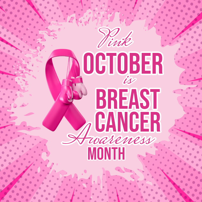 pink october,breast cancer awareness month Instagram Post template
