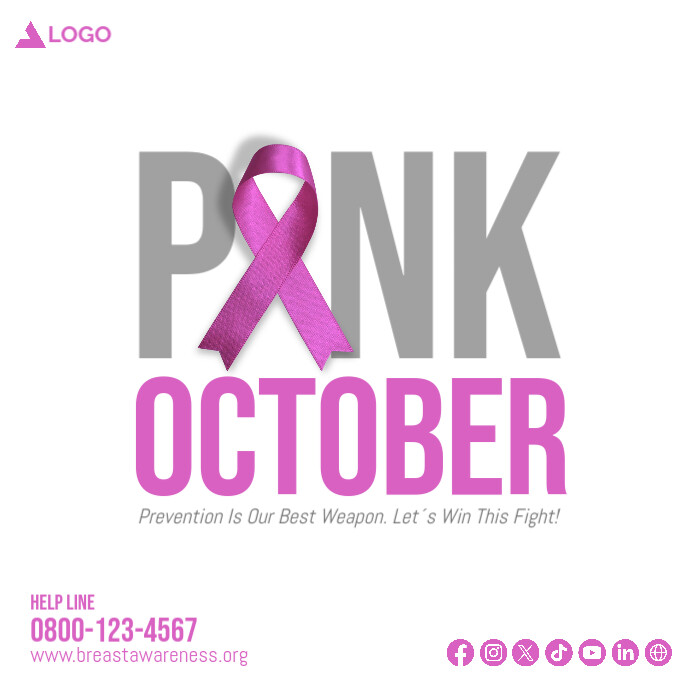 Pink October Breast Cancer Awareness Month template | PosterMyWall