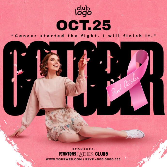Pink October Party Ads Template | PosterMyWall