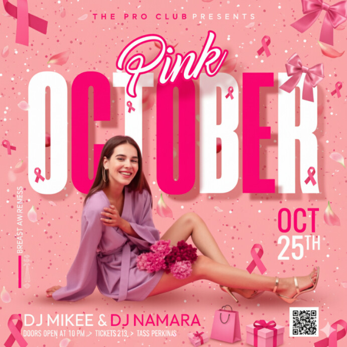 Plantilla de Pink October Party Flyer | Breast Cancer Awareness Event ...
