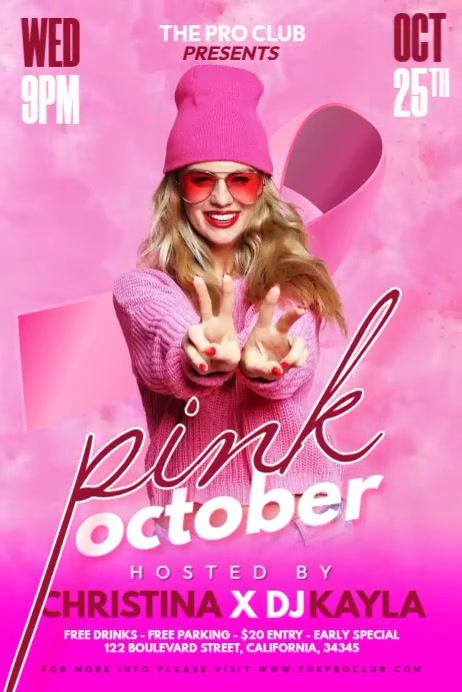 Pink October Party Video Template | PosterMyWall