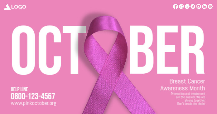 Plantilla de Pink October Ribbon Creative Facebook Ad Template ...