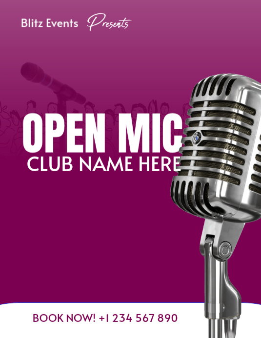 Pink Open Mic Event Flyer Template | PosterMyWall